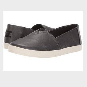 Black TOMS avalon leather slip on sneakers